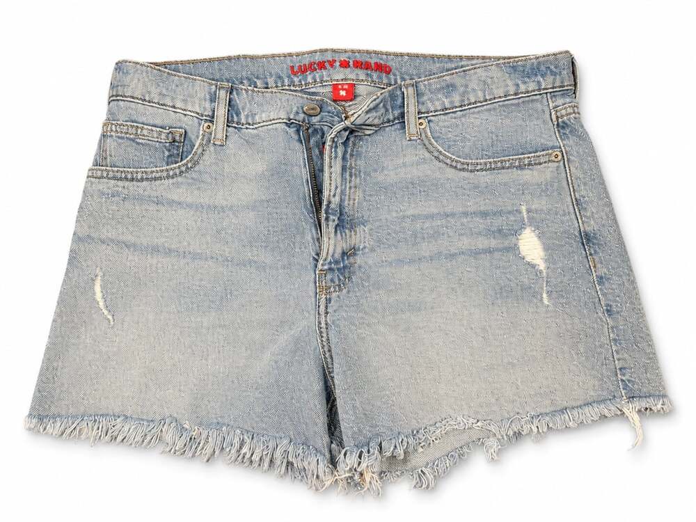 Lucky Brand Denim Shorts Distressed Raw Hem Light Wash size 10/30